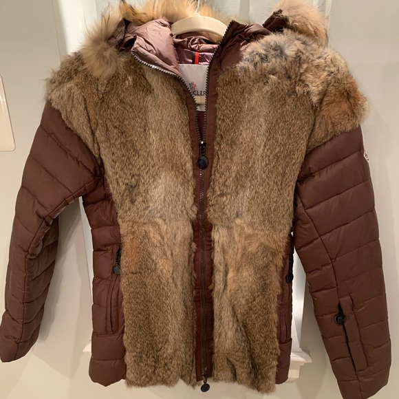 Moncler Brown Quilted Down Fox Fur Trim Hood. - Picture 1 of 7